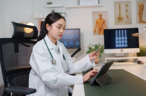 Patient learning about NAD injections near me during an at-home telehealth consultation